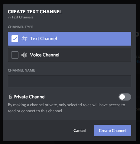 Image of Discord Create a channel