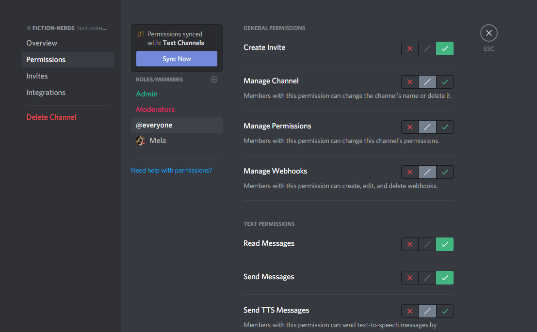 Image of Discord Channel Settings