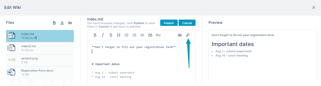 Insert File Link in Wiki